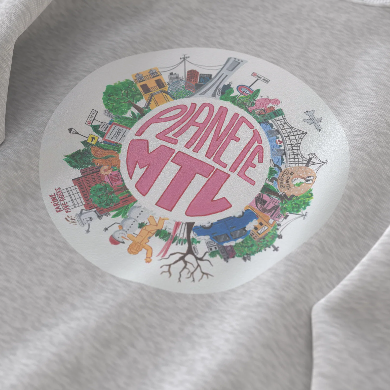 PLANÈTE MTL・Crewneck unisexe・Gris chiné - Image 4